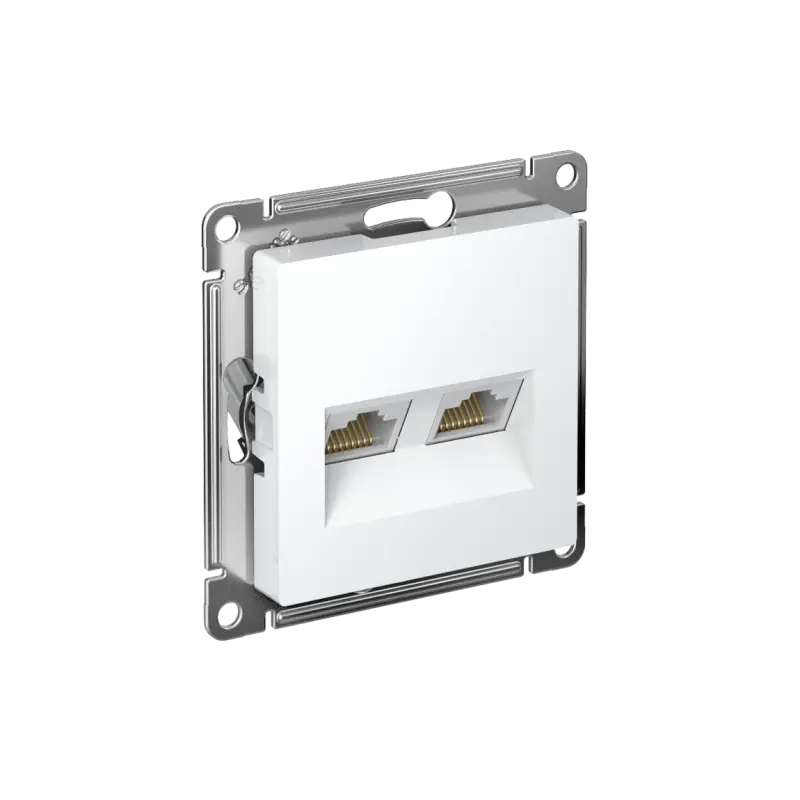 Розетка ATLASDESIGN двойная компьютерная RJ45+RJ45 категория 5E механизм белый