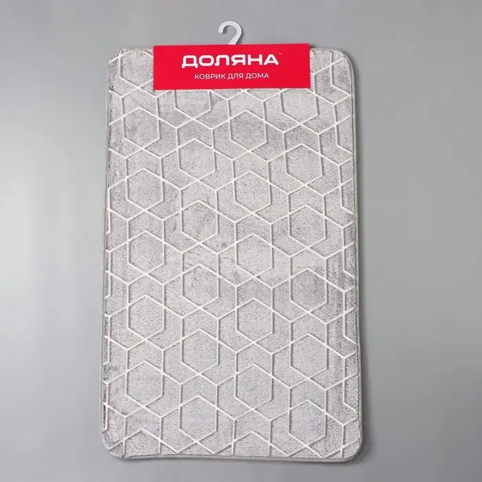Коврик для ванной светящийся в темноте Доляна &laquo;Светящиеся фигуры&raquo;, 50&times;80 см, серый