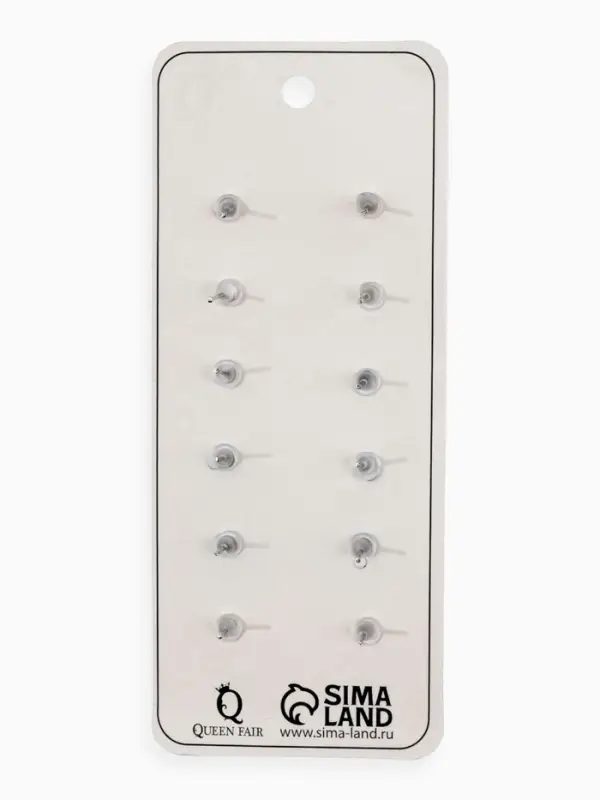 Серьги пусеты 6 пар &laquo;Романтика&raquo; круги, белые в серебре