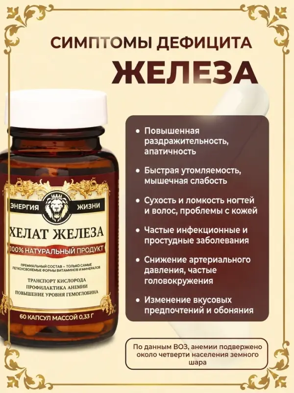 Железа Хелат Vitamuno Pro, 60 капсул