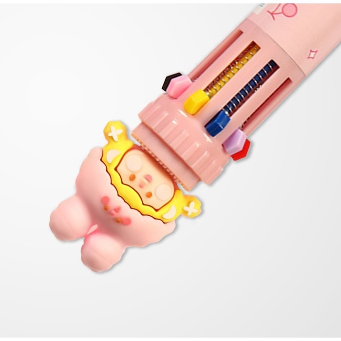 Ручка шариковая 10-цветная 0,5мм Ручка шариковая 10-цветная 0,5мм "Шапочка розовая" (штрихкод на штуке)