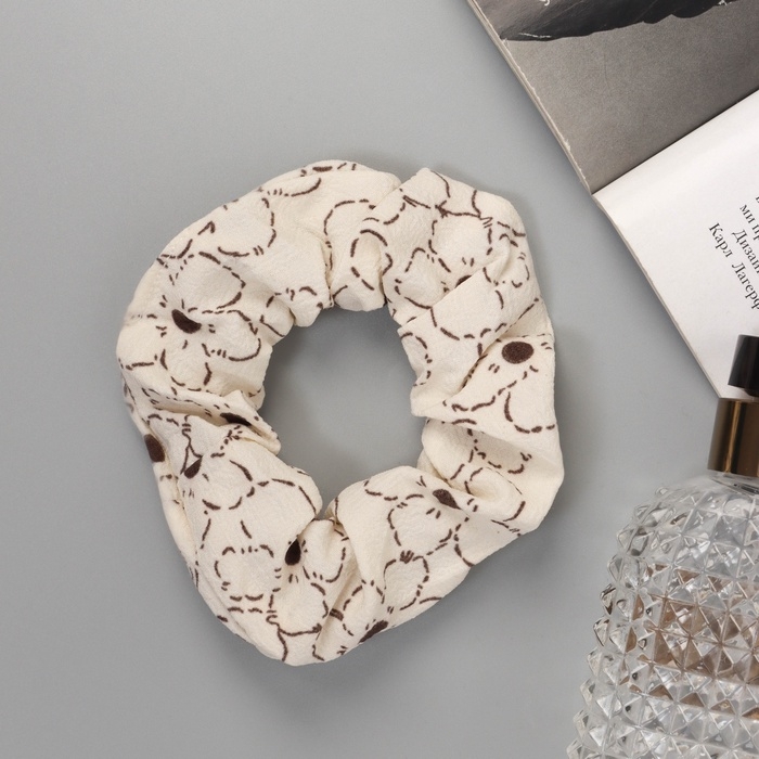 Резинка для волос Резинка для волос "Орбита" цветы стиль, 10 см, коричнево-бежевый