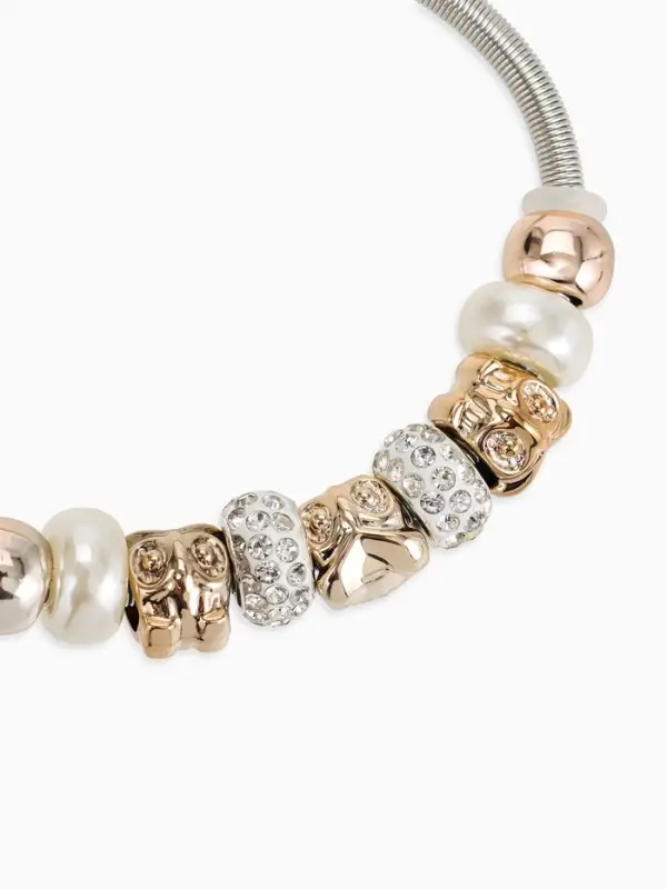 Браслет с шармами &laquo;Ассорти. Жемчуг и Сова&raquo;, d=6.5 см, белый в серебре