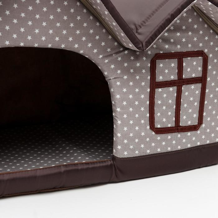 Домик двойной  Домик двойной "Вилла". 53 х 33 х 37 см, бязь, бежево-коричевый