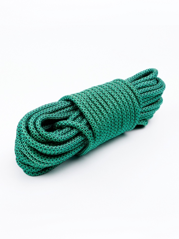 Веревка страховочно-спасательная  Веревка страховочно-спасательная "Climb" 32 прядная, черно-зеленая, d= 8 мм, 20 м