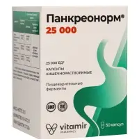 Панкреонорм &laquo;Витамир&raquo; поддержка пищеварения и работы поджелудочной железы, 25 000, 50 капсул