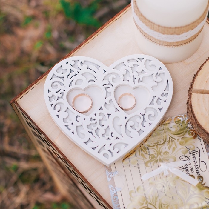 Подставка для колец Подставка для колец "Ажур", белая, 14,5х13х0,8 см