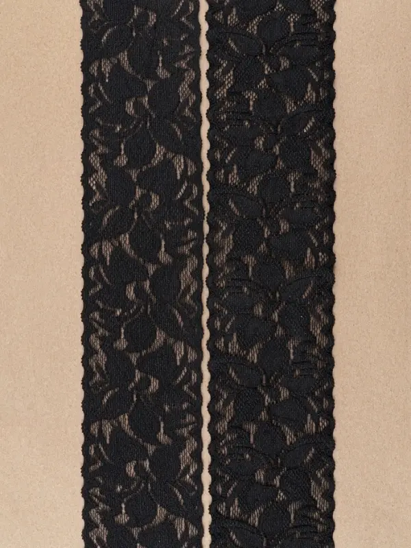 Кружево эластичное, 58&plusmn;2 мм, 10&plusmn;1 м, чёрное