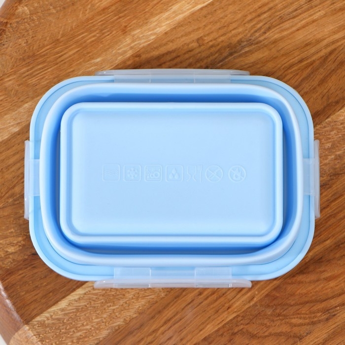 Контейнер складной с крышкой Доляна «Коста», 400 мл, 13х9,5х6 см, голубой Контейнер складной с крышкой Доляна «Коста», 400 мл, 13х9,5х6 см, голубой