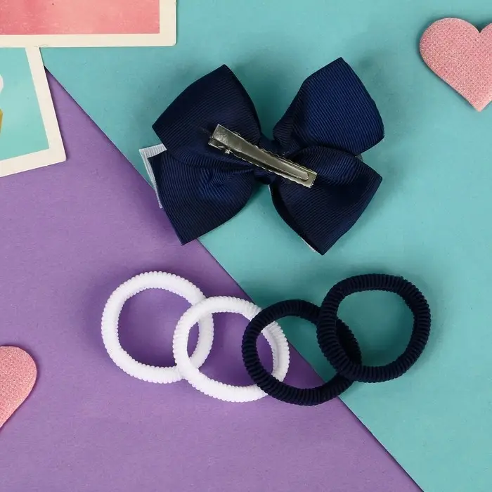 Набор для волос Набор для волос "Малютка" (4 резинки, 1 зажим) сине-белый