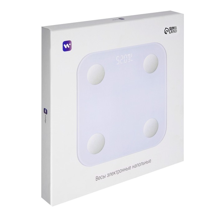 Весы напольные Windigo LVE-030, диагностические, до180 кг, от 3хAAA, стекло, белые