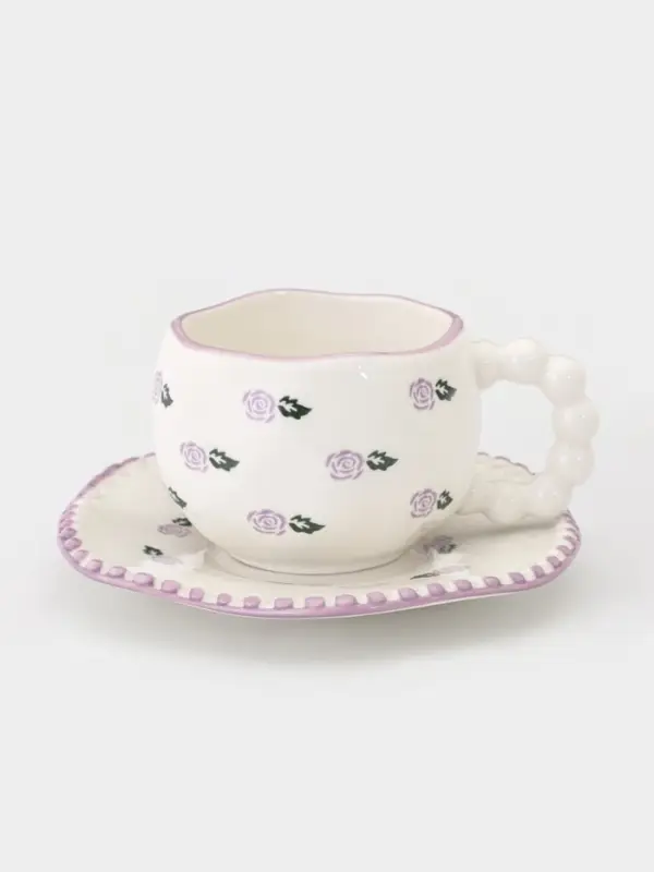 Чайная пара "Фиолетовая роза" блюдце 16х1,5 см, чашка  13х10х7 см