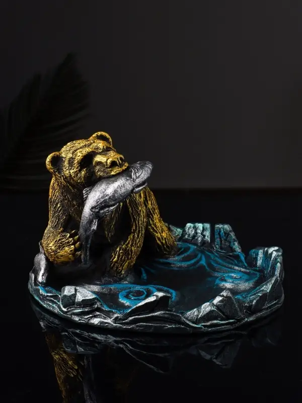 Подставка для мелочей «Медведь с лососем», 9.5×15.5×17 см