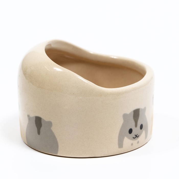 Миска керамическая Миска керамическая "Хомячок" 65мл, 6,3 х 4,5 см, бежевая с принтом