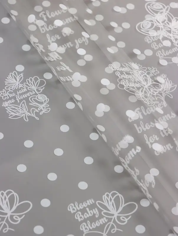 Пленка прозрачная с рисунком Flower Blossons Белый 0.7×8.2±5%м