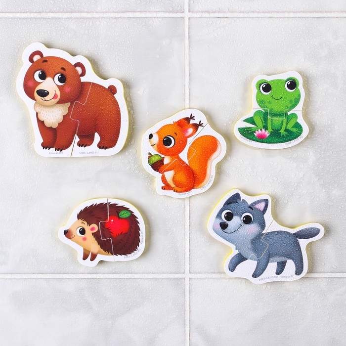 Мягкий пазл для малышей «Лесные зверята», 5 пазлов, Крошка Я Мягкий пазл для малышей «Лесные зверята», 5 пазлов, Крошка Я