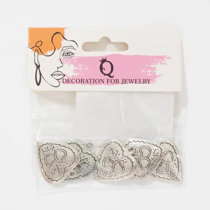 Подвеска «Сердце» большое, цвет чернёное серебро