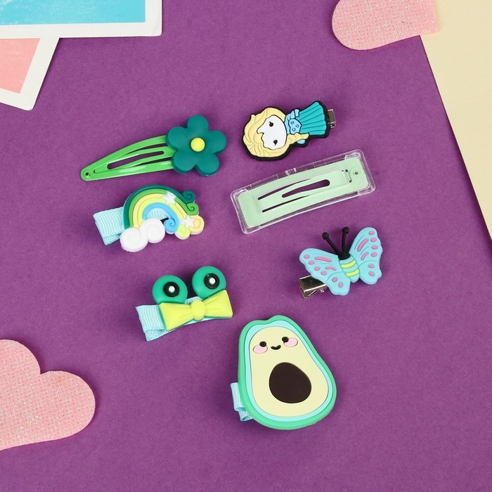 Набор для волос  Набор для волос "Маленькие радости" (14 шт) авокадо, зелёный