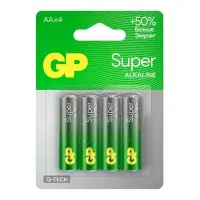 Батарейка алкалиновая GP Super, AA, LR6-4BL, 1.5 В, блистер, 4 шт.