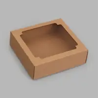 Коробка складная, крышка-дно,с окном, крафт, 20 х 20 х 6 см