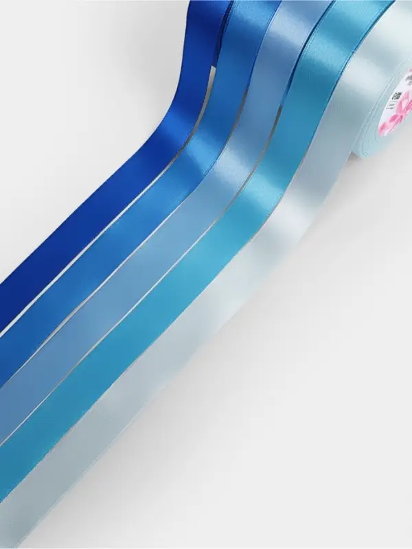 Атласная лента, набор 5 шт., 20 мм, 23&plusmn;1 м, синяя, голубая