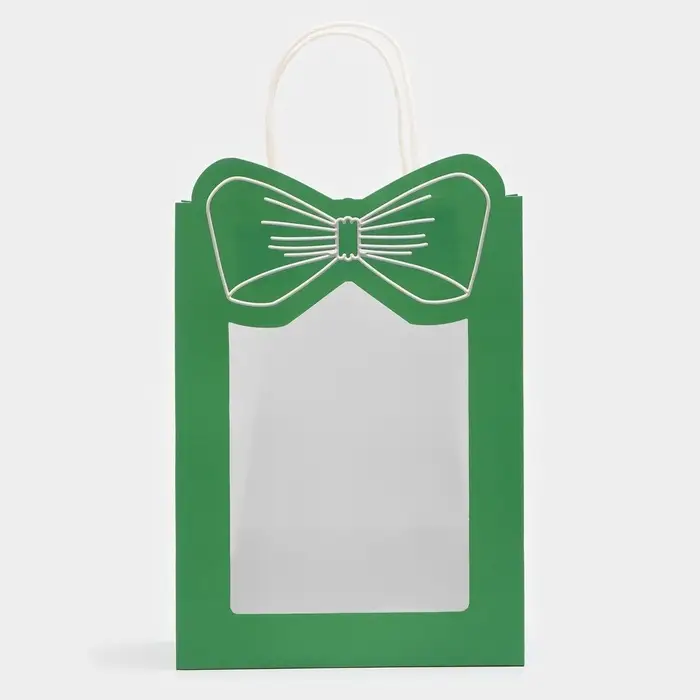 Пакет подарочный с окном &laquo;Бант&raquo;, 19&times;26&times;13 см, зеленый