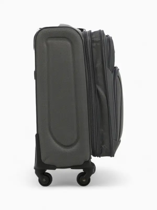 Чемодан 20 Чемодан 20", Текст, 37*23*54, отд на молнии, 2 нар/карм, увелич, код замок, 4 колеса, серый 108759