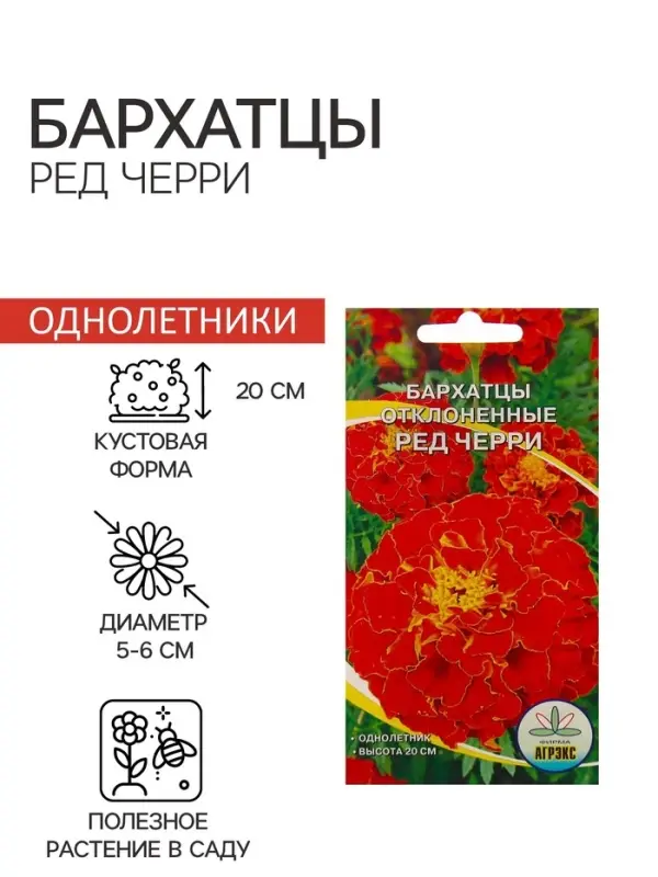 Семена Цветов Бархатцы Ред Черри, 0,2 г