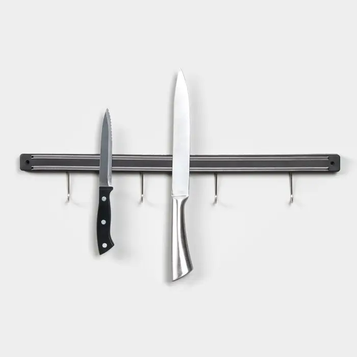 Держатель для ножей магнитный Доляна &laquo;Линия&raquo;, с крючками, 51 см