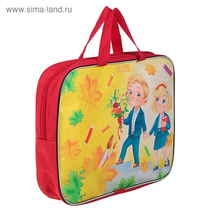 Папка с ручками текстильная, А4, 330 х 260 х 70 мм, Calligrata, «Снова в школу»