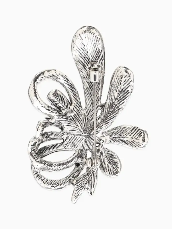 Брошь &laquo;Завиток&raquo;, из листьев, серая в чернёном серебре