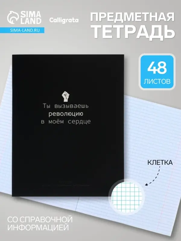 Предметная тетрадь по истории Calligrata &laquo;На Чёрном&raquo;, серые листы, 48 листов, в клетку, со справочным материалом, обложка из мелованного картона