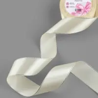 Лента атласная, с серебряным люрексом, 40 мм, 23&plusmn;1 м, светло-бежевая №08