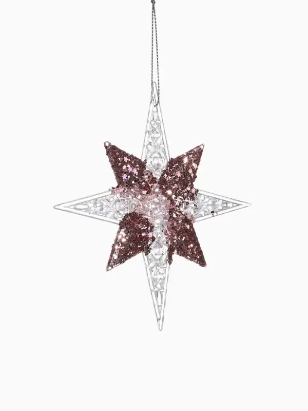Ёлочная игрушка &laquo;Зимнее волшебство. Звезда сияние серединка блеск&raquo;, 12&times;12 см, прозрачно-розовый