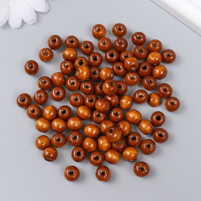 Бусины для творчества дерево "Натуральные" набор 30 гр 1х1 см