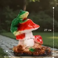 Садовая фигура из гипса &laquo;Лягушка на мухоморе&raquo; малая, 27 см