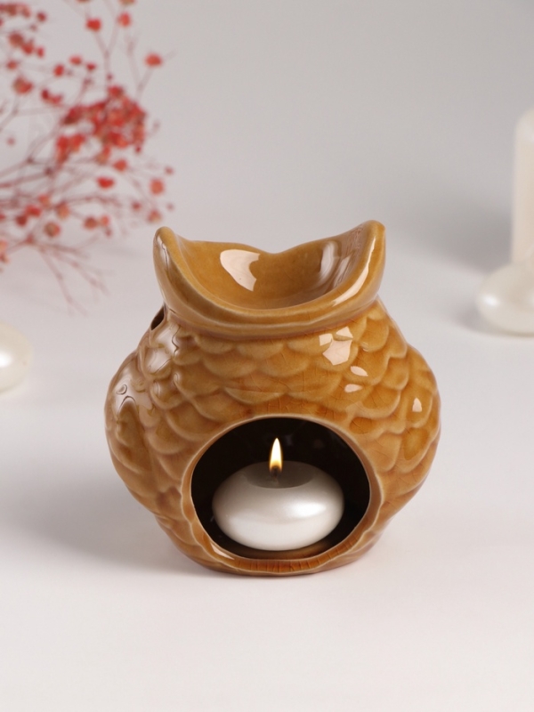 Аромалампа керамика Аромалампа керамика "Ушастая сова" тёмный беж 6,5х11х10,7 см