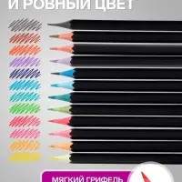 Карандаши Calligrata &laquo;Чёрная серия&raquo;, цветные, 12 цветов, шестигранные, пластиковые