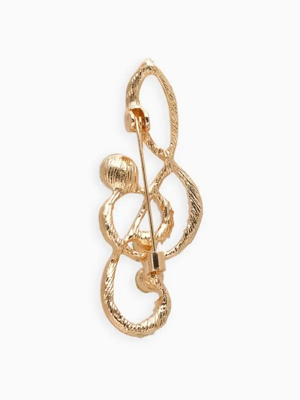 Брошь &laquo;Нота. Скрипичный ключ&raquo;, белая в золоте