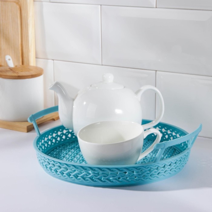 Поднос пластиковый с ручками «Петли», 22,5×6 см, цвет МИКС Поднос пластиковый с ручками «Петли», 22,5×6 см, цвет МИКС