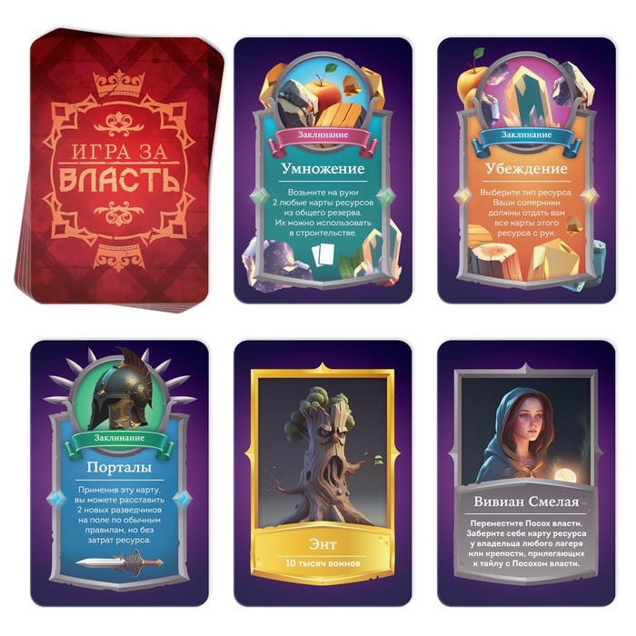 Настольная игра «Игра за власть», 167 карт, 174 жетона, 41 тайл, 2 кубика, 10+ Настольная игра «Игра за власть», 167 карт, 174 жетона, 41 тайл, 2 кубика, 10+