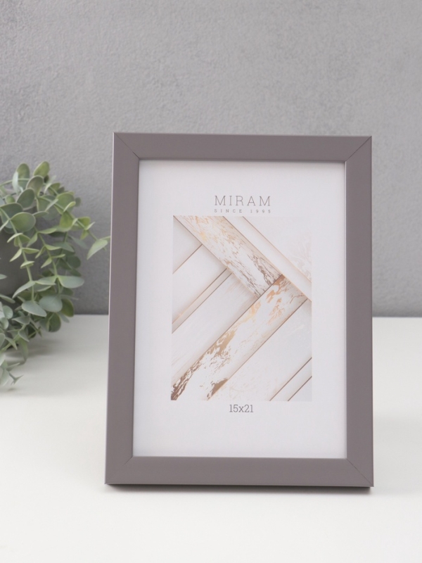Фоторамка пластик Фоторамка пластик "МИРАМ" 15х21 см, т.серый