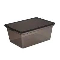 Ящик пластиковый для хранения, с крышкой, объём &mdash; 16 л, прозрачно-чёрный