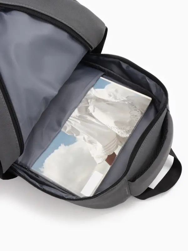 Рюкзак школьный, 2 отделения, 5 карманов, водонепроницаемое дно, 26&times;14&times;39 см, серый