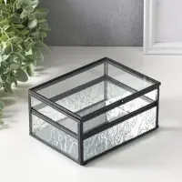 Шкатулка стекло с металлическим каркасом "Проталины" прозрачная 11,5х15х7,3 см