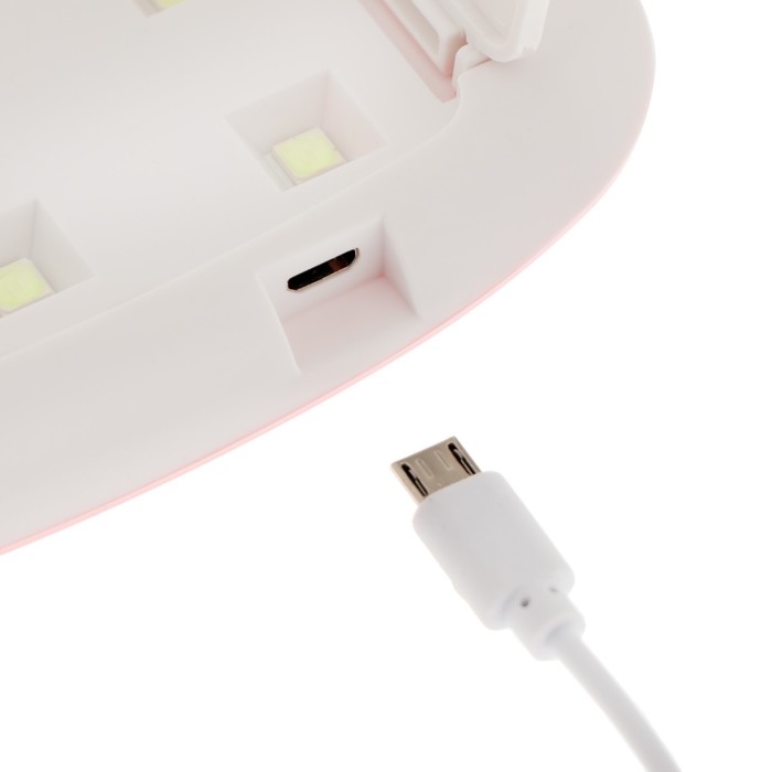 Лампа для гель лака Luazon LUF-22, LED, 6 Вт, 6 диодов, таймер 45/60 с, USB, розовая Лампа для гель лака Luazon LUF-22, LED, 6 Вт, 6 диодов, таймер 45/60 с, USB, розовая