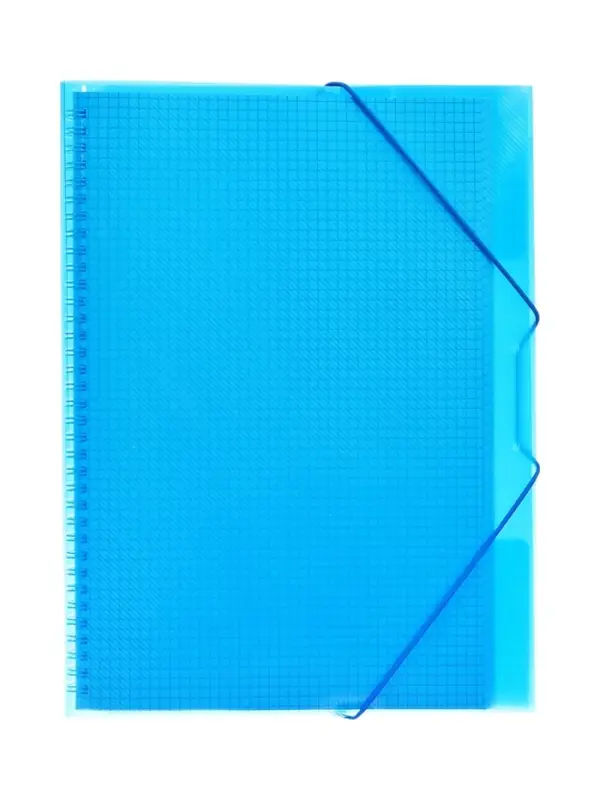 Тетрадь-папка А4, 80 листов в клетку Hatber FolderBook, пластиковая обложка, на закрытом гребне, с клапаном на резинке, синяя
