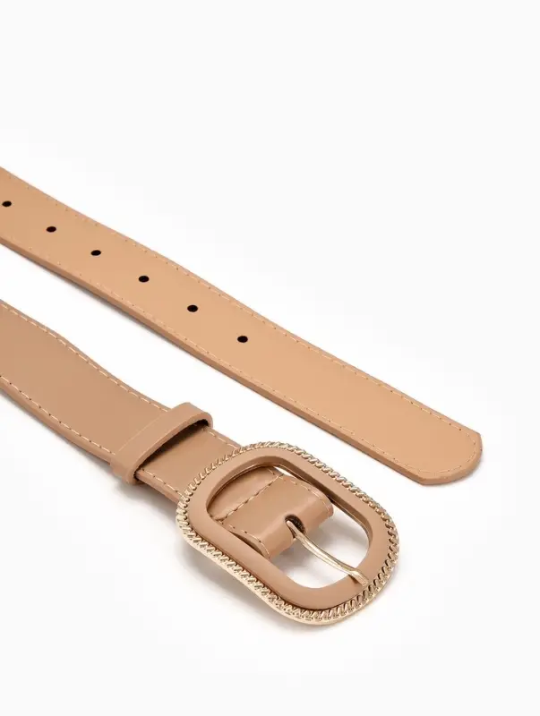 Ремень женский, 110&times;3 см, пряжка пластик, золотистая, бежевый
