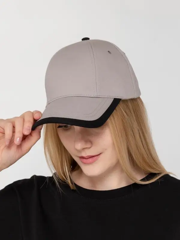 Бейсболка Honor, серая с черным кантом Бейсболка Honor, серая с черным кантом