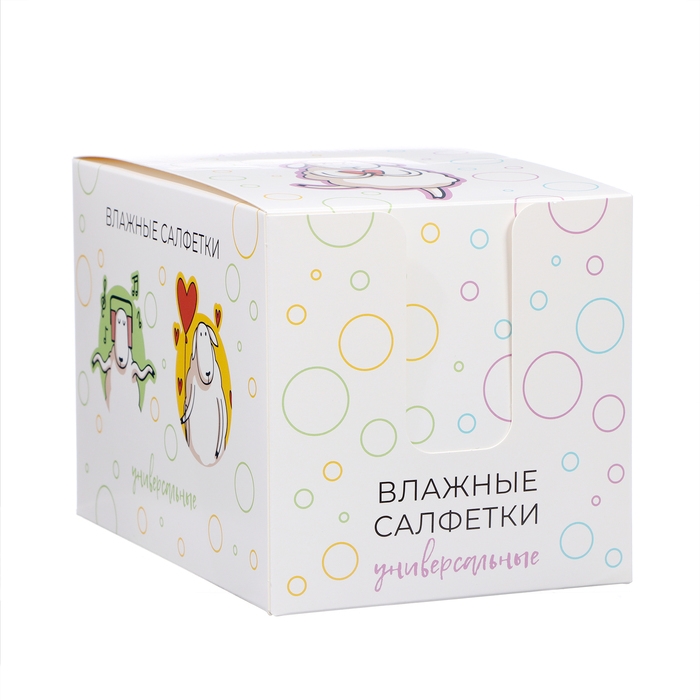 Влажные салфетки Влажные салфетки "Овечки" универсальные, с хлопком, шоу-бокс, 36 упаковок по 8 шт